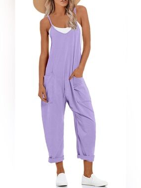 Lavender Relaxed Fit Strap Jumpsuit